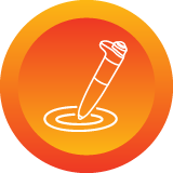 Orange icon depicting acupuncture pen