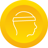 Headband icon on yellow button