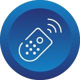 Blue icon depicting remote control