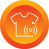 Orange icon depicting works through clothing